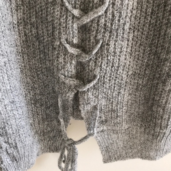 Grey wool blend Lace up sweater - Picture 5 of 8